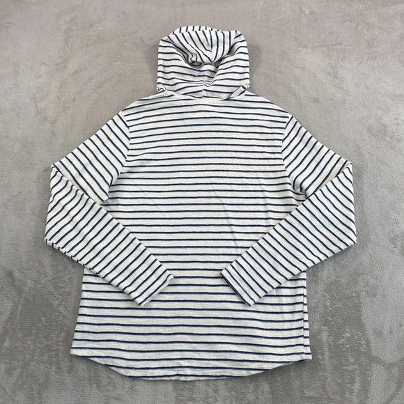 Marine Layer Pullover Hoodie in Natural Navy Stripes Men M/L Terry Cloth NWOT